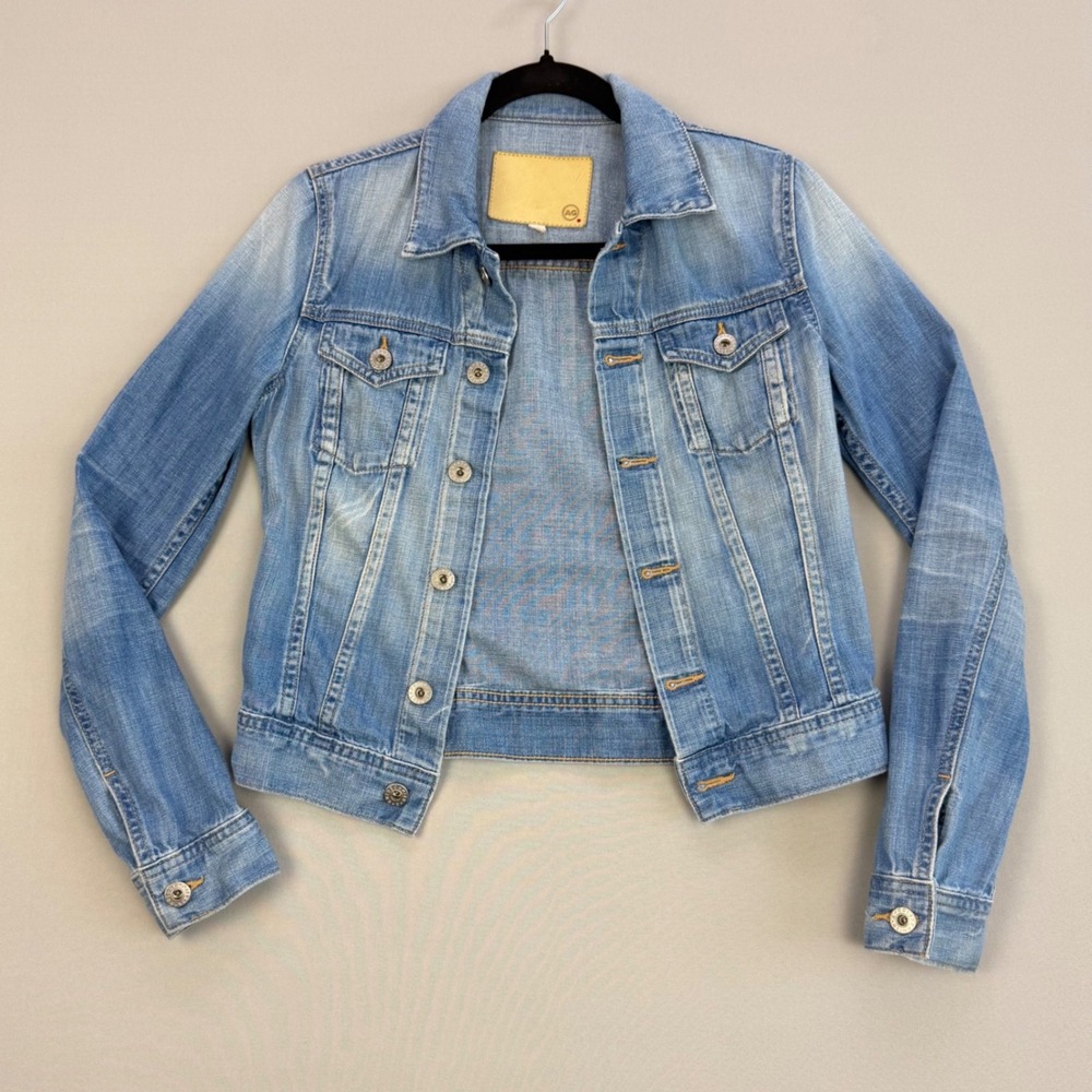 AG Adriano Goldschmied 18Y-SRA Denim Trucker Jacket 100% Cotton Made in USA XS